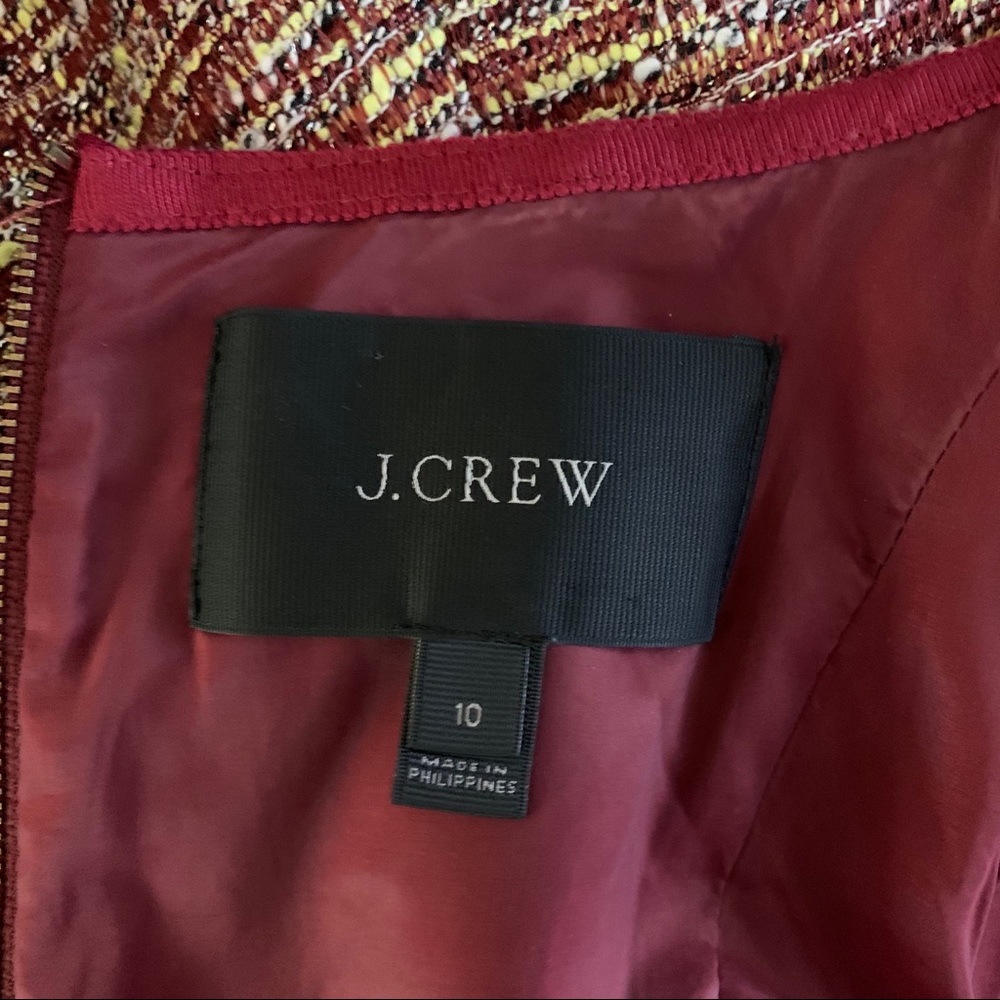 J. CREW Mixed Tweed Dress in Metallic Maroon Sz 10 - Picture 4 of 6